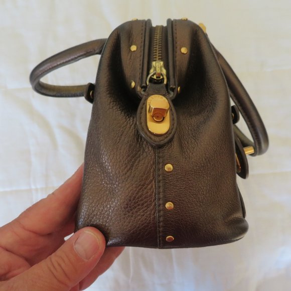 Ellen Tracy COPPER COLOR with Gold Trim Leather Handbag - Picture 7 of 11